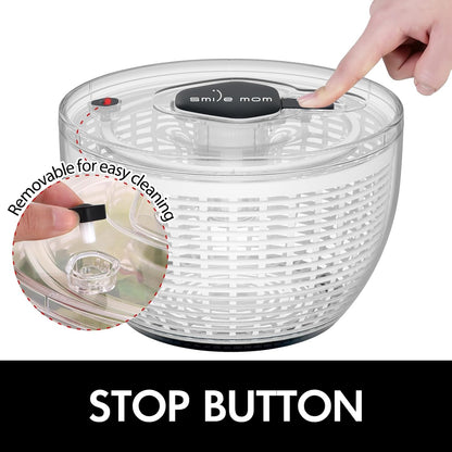 Salad Spinner Small Lettuce Spinner Kitchen Gadgets Vegetable Washer, High Efficiency for Home Kitchen Washing & Drying Leafy Vegetables, One-Handed Handle Easy Press 3.8 Qt White