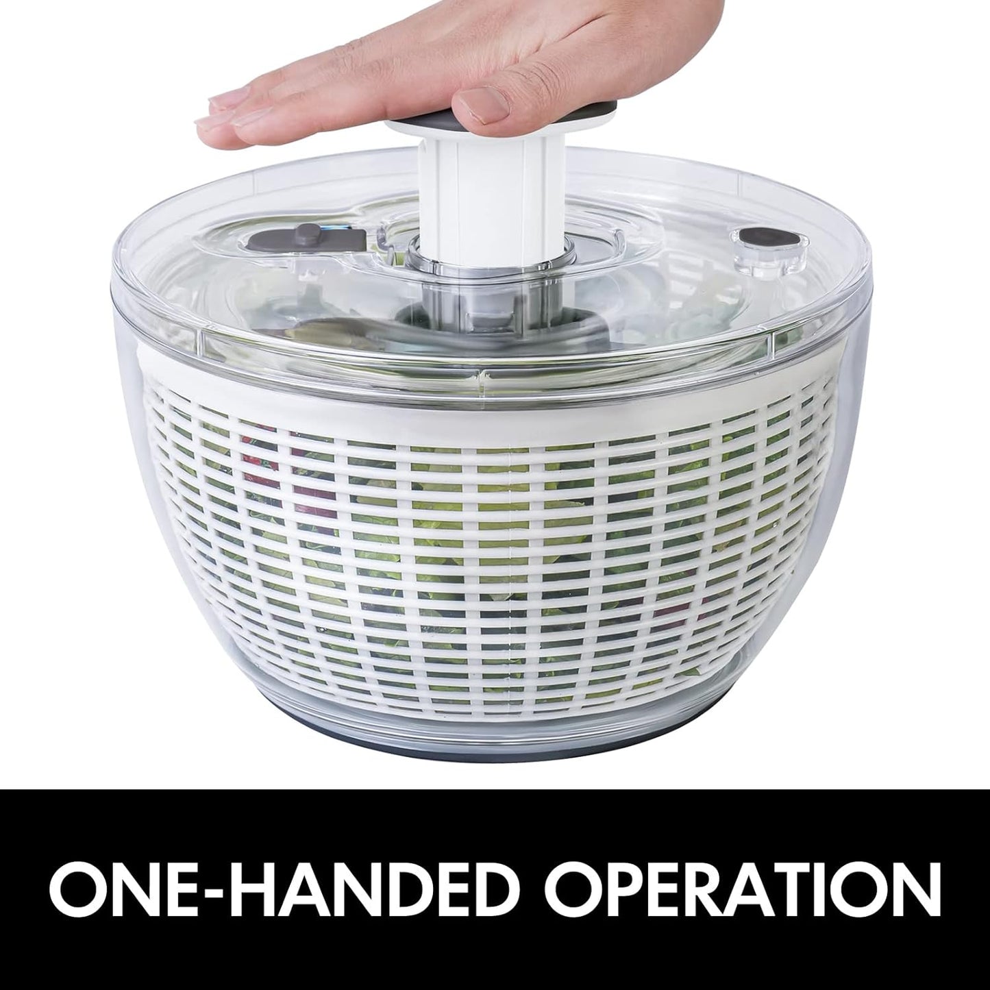 Salad Spinner Small Lettuce Spinner Kitchen Gadgets Vegetable Washer, High Efficiency for Home Kitchen Washing & Drying Leafy Vegetables, One-Handed Handle Easy Press 3.8 Qt White