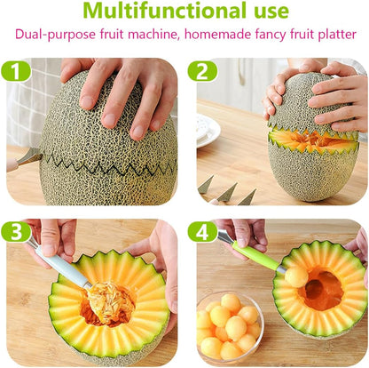 Double Sided Melon Baller Scoop,2 in 1 Stainless Steel Fruit Scooper Seed Remover Cutter,Melon Baller Spoon,Avocado Cutter,Watermelon Carving Knife for Dig Pulp Separator Fruit Slicer (red)