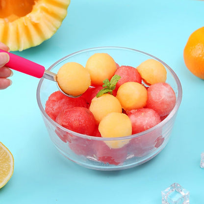 Double Sided Melon Baller Scoop,2 in 1 Stainless Steel Fruit Scooper Seed Remover Cutter,Melon Baller Spoon,Avocado Cutter,Watermelon Carving Knife for Dig Pulp Separator Fruit Slicer (red)