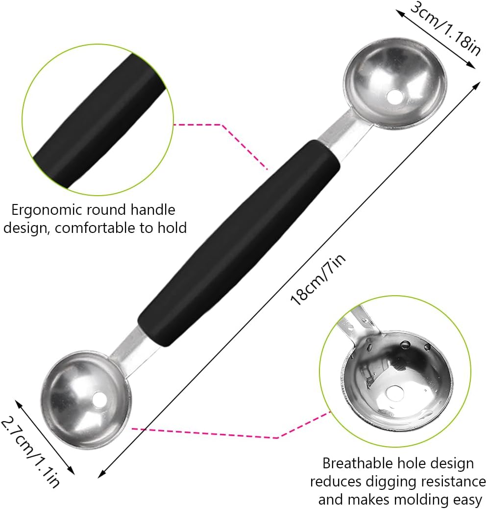 Double Sided Melon Baller Scoop,2 in 1 Stainless Steel Fruit Scooper Seed Remover Cutter,Melon Baller Spoon,Avocado Cutter,Watermelon Carving Knife for Dig Pulp Separator Fruit Slicer (red)