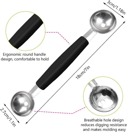 Double Sided Melon Baller Scoop,2 in 1 Stainless Steel Fruit Scooper Seed Remover Cutter,Melon Baller Spoon,Avocado Cutter,Watermelon Carving Knife for Dig Pulp Separator Fruit Slicer (red)