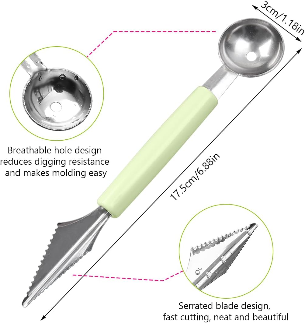 Double Sided Melon Baller Scoop,2 in 1 Stainless Steel Fruit Scooper Seed Remover Cutter,Melon Baller Spoon,Avocado Cutter,Watermelon Carving Knife for Dig Pulp Separator Fruit Slicer (red)