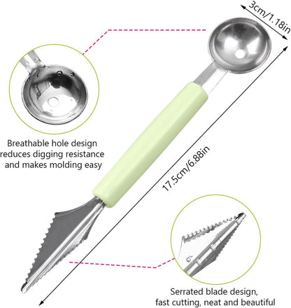 Double Sided Melon Baller Scoop,2 in 1 Stainless Steel Fruit Scooper Seed Remover Cutter,Melon Baller Spoon,Avocado Cutter,Watermelon Carving Knife for Dig Pulp Separator Fruit Slicer (red)