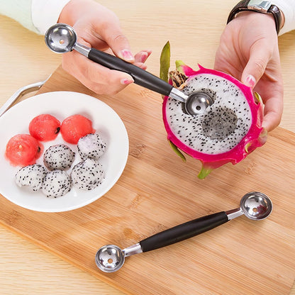 Double Sided Melon Baller Scoop,2 in 1 Stainless Steel Fruit Scooper Seed Remover Cutter,Melon Baller Spoon,Avocado Cutter,Watermelon Carving Knife for Dig Pulp Separator Fruit Slicer (red)