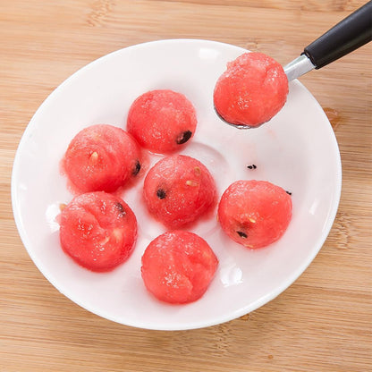 Double Sided Melon Baller Scoop,2 in 1 Stainless Steel Fruit Scooper Seed Remover Cutter,Melon Baller Spoon,Avocado Cutter,Watermelon Carving Knife for Dig Pulp Separator Fruit Slicer (red)
