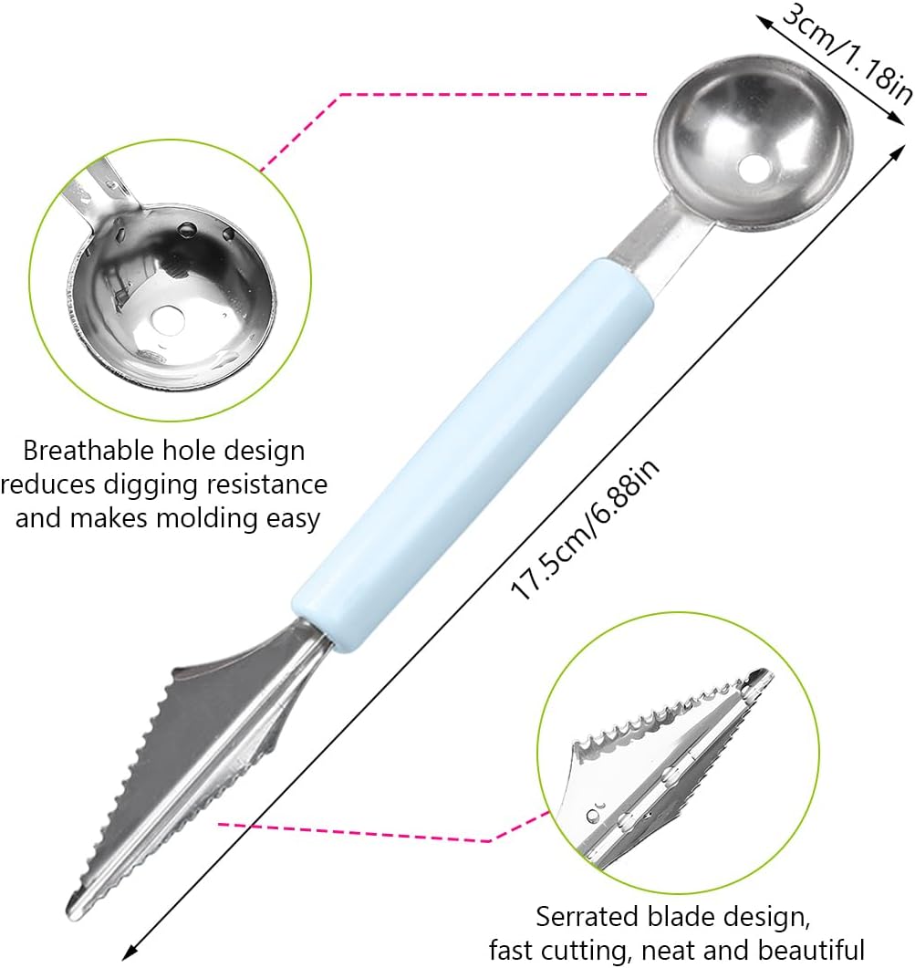 Double Sided Melon Baller Scoop,2 in 1 Stainless Steel Fruit Scooper Seed Remover Cutter,Melon Baller Spoon,Avocado Cutter,Watermelon Carving Knife for Dig Pulp Separator Fruit Slicer (red)