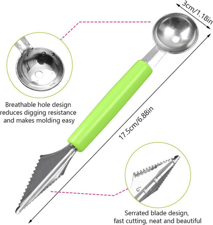Double Sided Melon Baller Scoop,2 in 1 Stainless Steel Fruit Scooper Seed Remover Cutter,Melon Baller Spoon,Avocado Cutter,Watermelon Carving Knife for Dig Pulp Separator Fruit Slicer (red)
