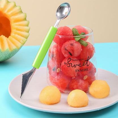 Double Sided Melon Baller Scoop,2 in 1 Stainless Steel Fruit Scooper Seed Remover Cutter,Melon Baller Spoon,Avocado Cutter,Watermelon Carving Knife for Dig Pulp Separator Fruit Slicer (red)