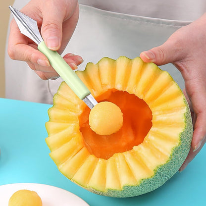 Double Sided Melon Baller Scoop,2 in 1 Stainless Steel Fruit Scooper Seed Remover Cutter,Melon Baller Spoon,Avocado Cutter,Watermelon Carving Knife for Dig Pulp Separator Fruit Slicer (red)