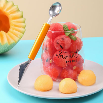 Double Sided Melon Baller Scoop,2 in 1 Stainless Steel Fruit Scooper Seed Remover Cutter,Melon Baller Spoon,Avocado Cutter,Watermelon Carving Knife for Dig Pulp Separator Fruit Slicer (red)