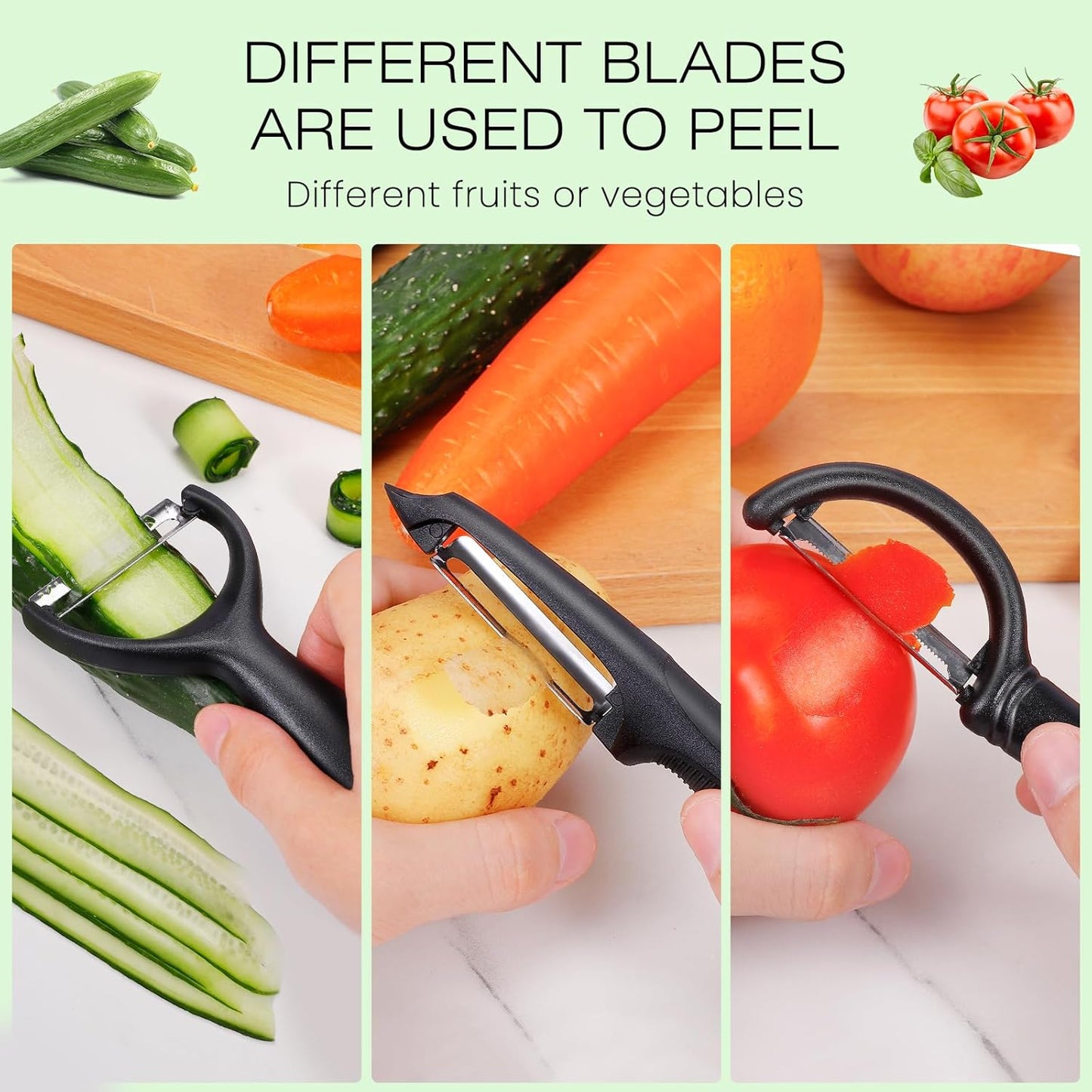 Upgrade Potato Peeler for Kitchen, 6PCS Stainless Steel Vegetable Peeler, I and Y Veggie Food Peeler for Apple Fruit Carrot Zucchini Cucumber,Good Grip Makes Peeling Very Easy