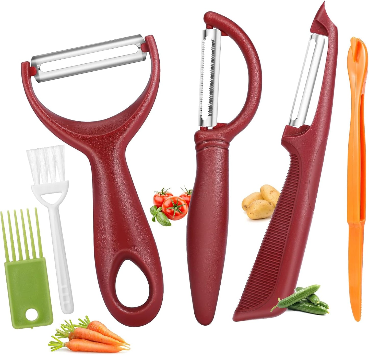 Upgrade Potato Peeler for Kitchen, 6PCS Stainless Steel Vegetable Peeler, I and Y Veggie Food Peeler for Apple Fruit Carrot Zucchini Cucumber,Good Grip Makes Peeling Very Easy
