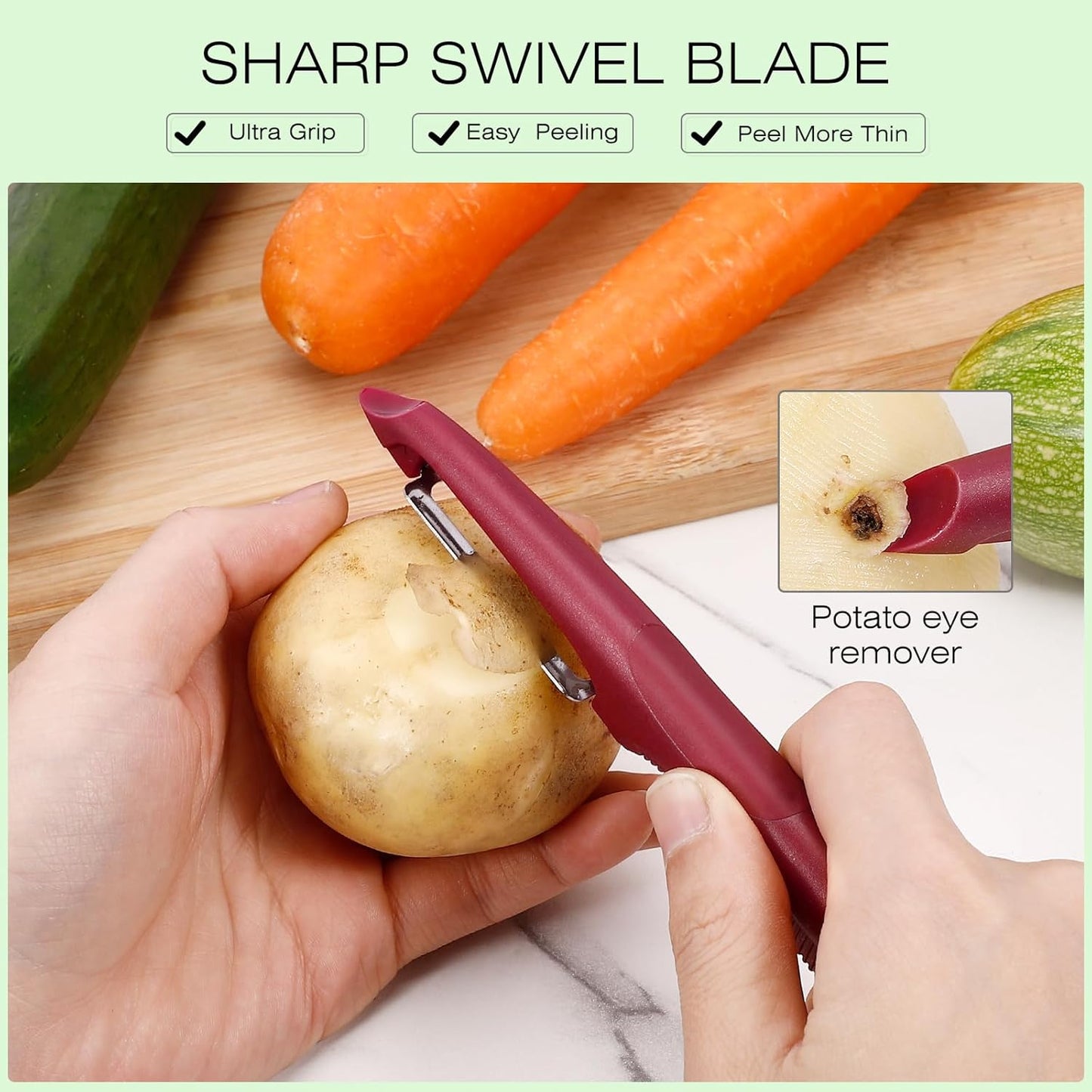 Upgrade Potato Peeler for Kitchen, 6PCS Stainless Steel Vegetable Peeler, I and Y Veggie Food Peeler for Apple Fruit Carrot Zucchini Cucumber,Good Grip Makes Peeling Very Easy