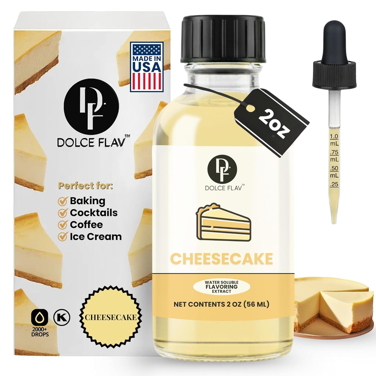 Cheesecake Extract, Flavoring & Flavor Drops, 2oz, Kosher | Cheesecake extract, flavoring & flavor drops for baking, syrups and pudding mixes. Water-soluble, Kosher, concentrated.