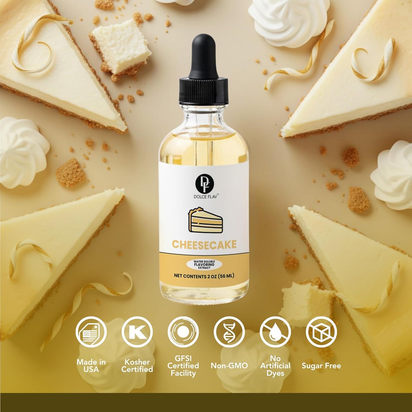 Cheesecake Extract, Flavoring & Flavor Drops, 2oz, Kosher | Cheesecake extract, flavoring & flavor drops for baking, syrups and pudding mixes. Water-soluble, Kosher, concentrated.