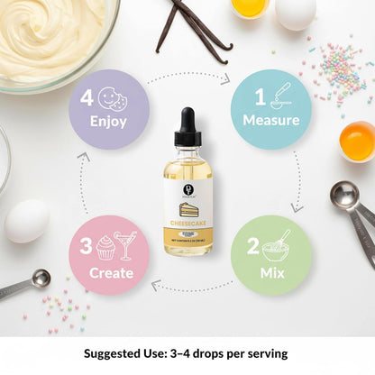 Cheesecake Extract, Flavoring & Flavor Drops, 2oz, Kosher | Cheesecake extract, flavoring & flavor drops for baking, syrups and pudding mixes. Water-soluble, Kosher, concentrated.