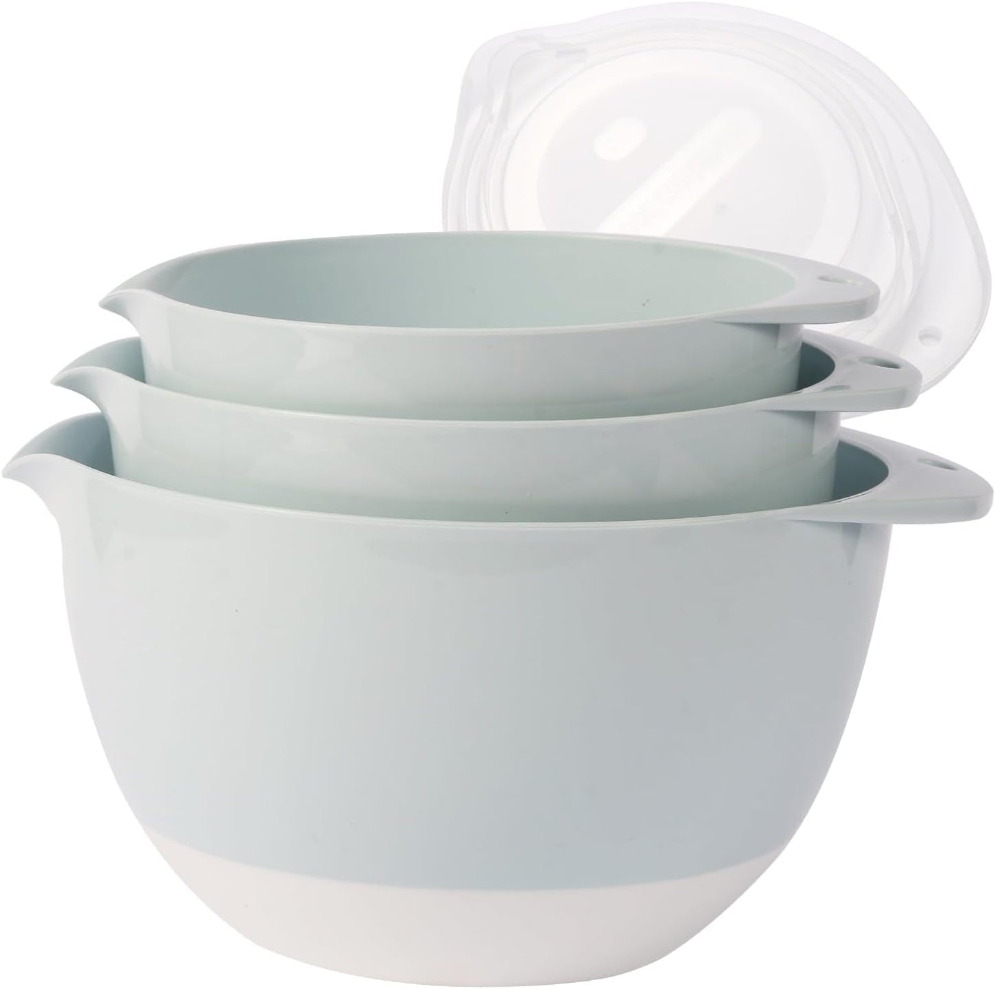 3 Small Mixing Bowls Set with Lids,Grips,Pour Spout and TPR Bottom, Plastic Nesting Bowl Use for Kitchen Cooking-Prep,Serving,Baking Bread Cake,Pancake,Non-slip,3Qt,2Qt,1.5Qt,Pink