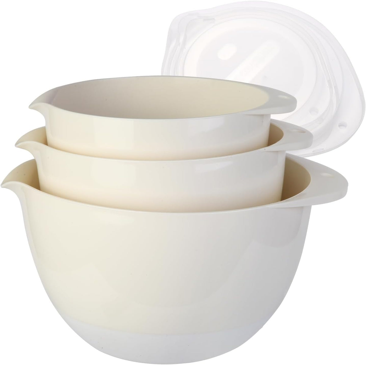 3 Small Mixing Bowls Set with Lids,Grips,Pour Spout and TPR Bottom, Plastic Nesting Bowl Use for Kitchen Cooking-Prep,Serving,Baking Bread Cake,Pancake,Non-slip,3Qt,2Qt,1.5Qt,Pink