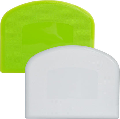 Dough Scraper, Sourdough Bread Baking Supplies, Pizza Cutter, Bowl Scraper, Plastic Dough Scraper, for Non-Slip Bakeware Decorating Tools, Sculpting, Bread Dough (2, White+ Green)