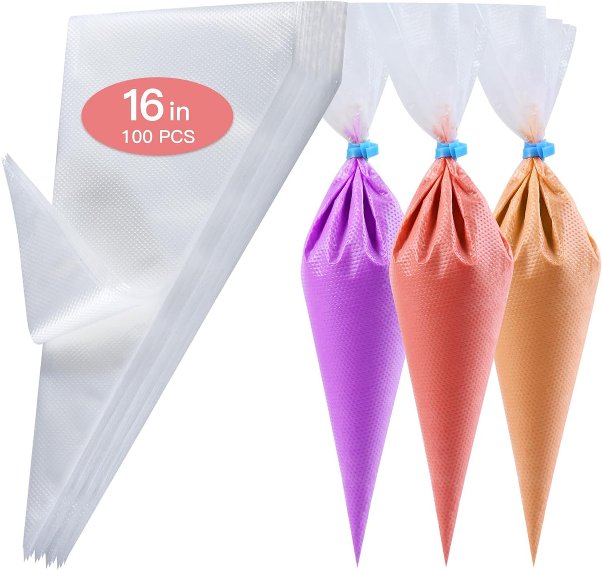 Piping Bags and Tips Set, 16 inch Silicone Pastry Bags 14 Tips