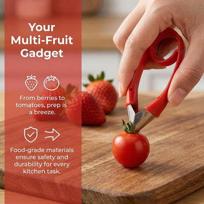 Strawberry Huller Stem Remover Tomato Corer Potato Pineapple Carrot Cut/Dig Tool Kitchen Gadget Tweezers Peeler Utensil Clip for Fruit and Vegetable (Blue)