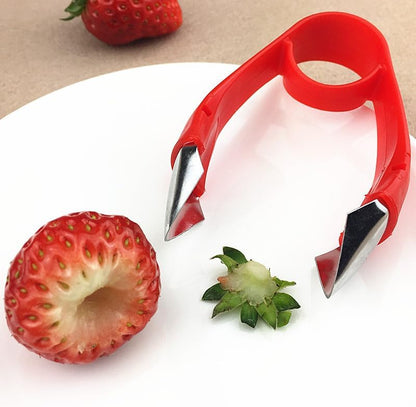 Strawberry Huller Stem Remover Tomato Corer Potato Pineapple Carrot Cut/Dig Tool Kitchen Gadget Tweezers Peeler Utensil Clip for Fruit and Vegetable (Blue)
