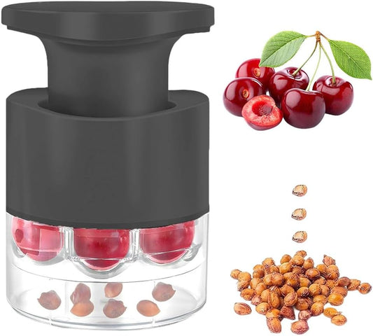 7-Hole Cherry Pitter, 2025 New Quick Push Pull Multiple Cherries Seed Remover Cherry Pitter Tool, Multi-Function Cherry Pitters Core Remover (Black)