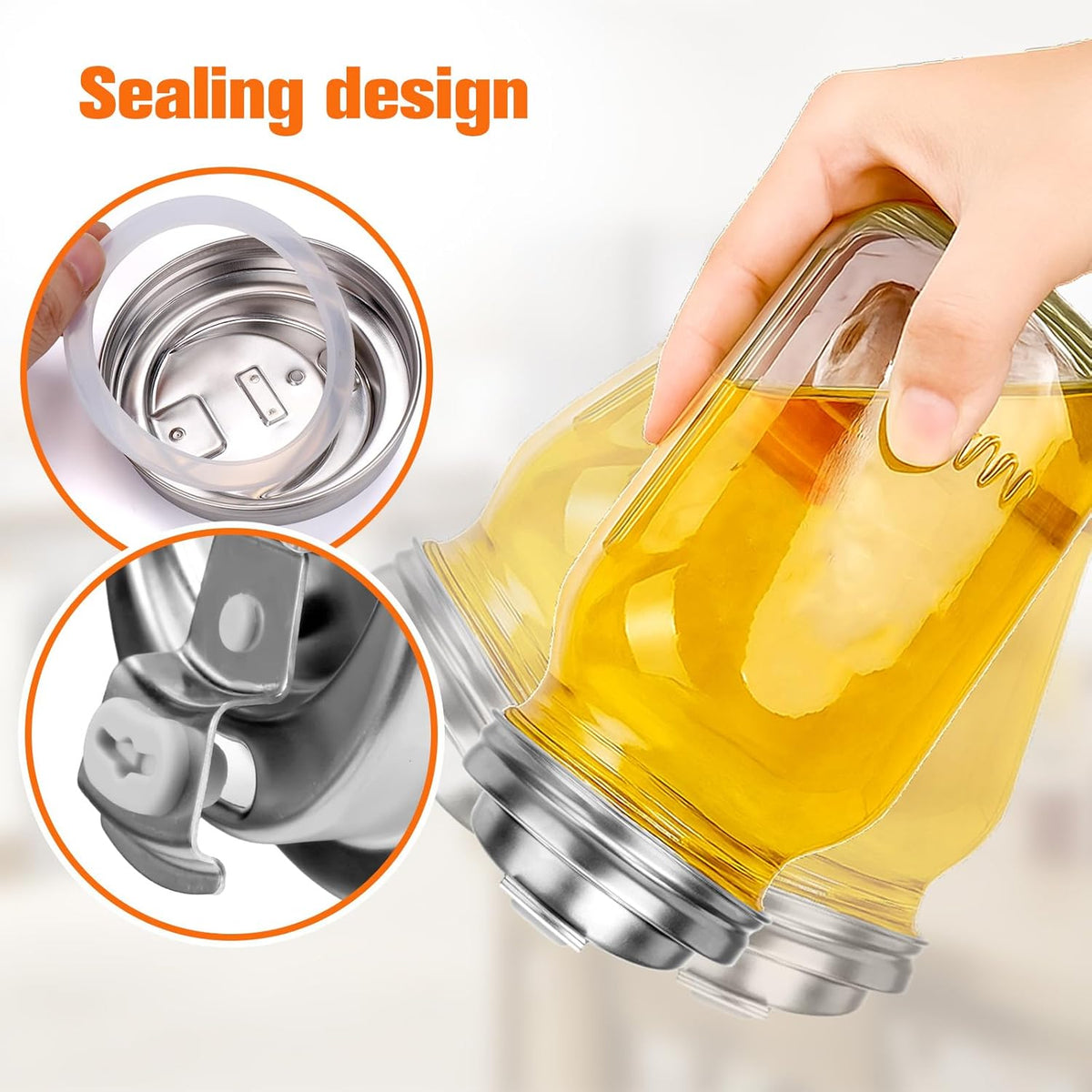 Mason Jar Pour Spout Lid Stainless Steel with Handle, Wide Mouth Pour Spout Flip Cap Lids for Mason Jars, Anticracking Leak Proof Seal Cover Airtight for Drinking Salad Dressing & Food Storing