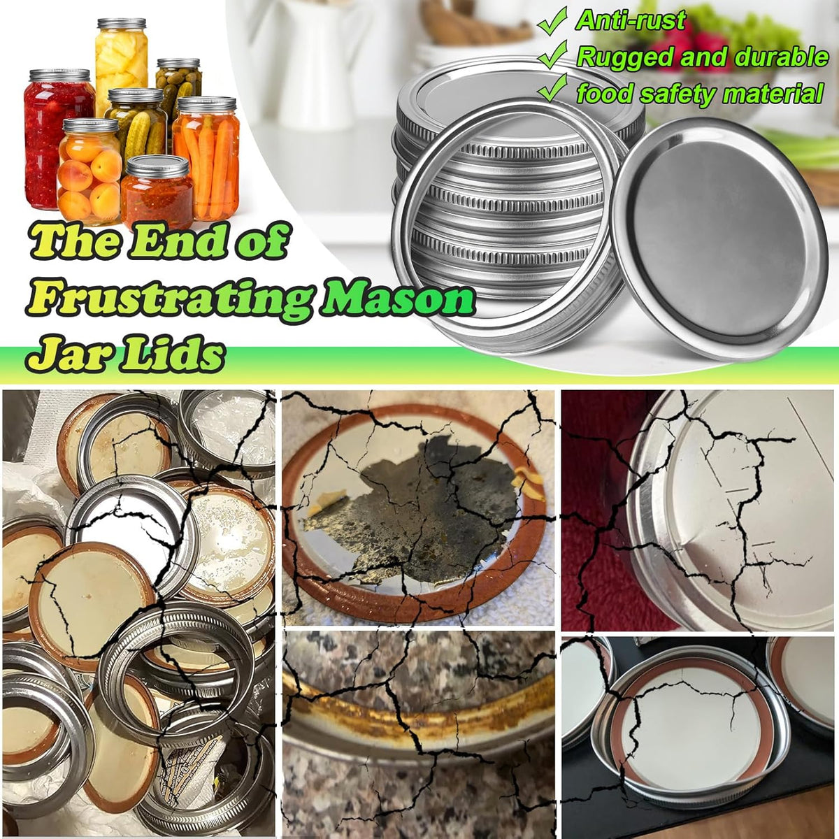 Mason Jar Pour Spout Lid Stainless Steel with Handle, Wide Mouth Pour Spout Flip Cap Lids for Mason Jars, Anticracking Leak Proof Seal Cover Airtight for Drinking Salad Dressing & Food Storing