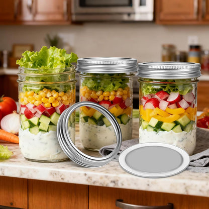 Mason Jar Pour Spout Lid Stainless Steel with Handle, Wide Mouth Pour Spout Flip Cap Lids for Mason Jars, Anticracking Leak Proof Seal Cover Airtight for Drinking Salad Dressing & Food Storing