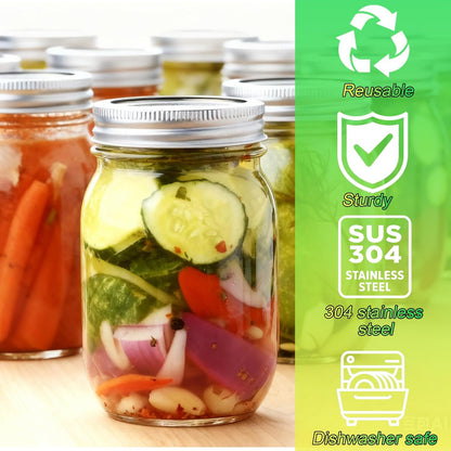 Mason Jar Pour Spout Lid Stainless Steel with Handle, Wide Mouth Pour Spout Flip Cap Lids for Mason Jars, Anticracking Leak Proof Seal Cover Airtight for Drinking Salad Dressing & Food Storing