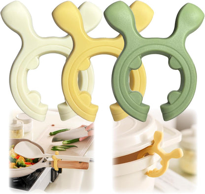 Multifunction Silicone Pot Handle Spatula Rack,3 Pack Spatula Holder,Non-Slip Spoon Holder for Pot,Drip-Free Kitchen Gadgets,Steam Releaser,Utensil Anti Scalding Pot Clip for Cooking Accessories
