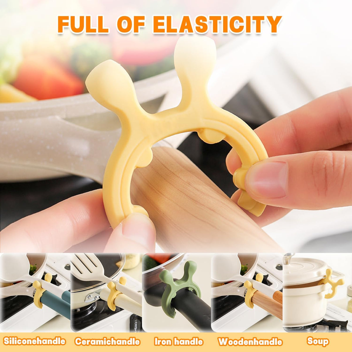 Multifunction Silicone Pot Handle Spatula Rack,3 Pack Spatula Holder,Non-Slip Spoon Holder for Pot,Drip-Free Kitchen Gadgets,Steam Releaser,Utensil Anti Scalding Pot Clip for Cooking Accessories