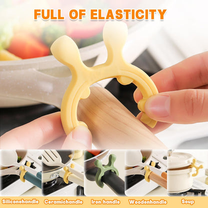 Multifunction Silicone Pot Handle Spatula Rack,3 Pack Spatula Holder,Non-Slip Spoon Holder for Pot,Drip-Free Kitchen Gadgets,Steam Releaser,Utensil Anti Scalding Pot Clip for Cooking Accessories