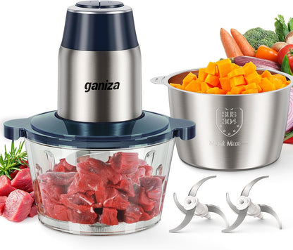 Food Processors with 2 Bowls, 450W Meat Grinder Vegetable Chopper