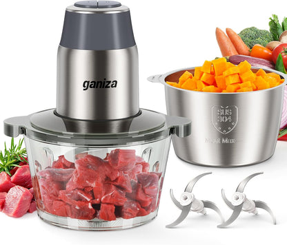 Food Processors with 2 Bowls, 450W Meat Grinder Vegetable Chopper
