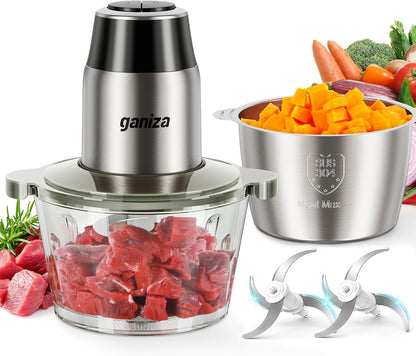 Food Processors with 2 Bowls, 450W Meat Grinder Vegetable Chopper