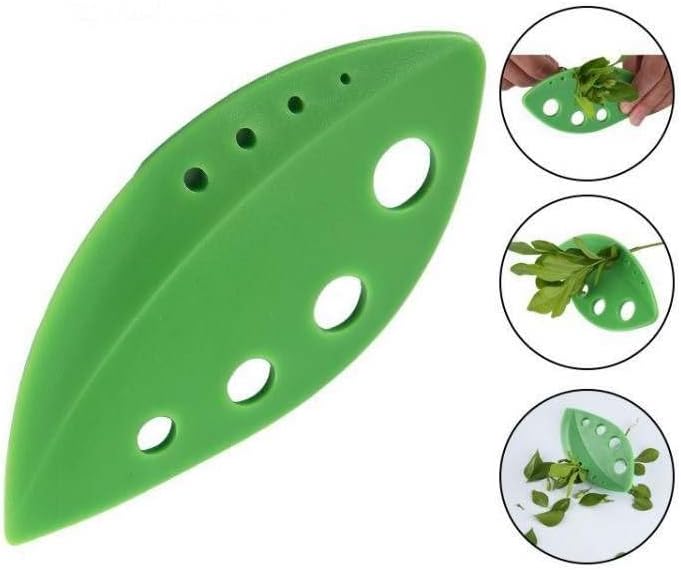Herb Stripper 8 holes, Green leaf Hard Plastic, 2-1 design, Stripping Tool, Kale Razor, Peeler for Kale, Chard, Collard Greens, Thyme, Basil, Rosemary (1 pack)(1, green)(2.2inx4.8in)