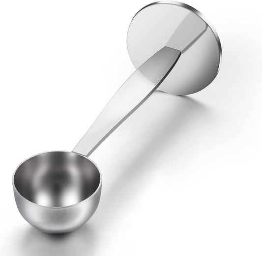 Two-in-One Stainless Steel Coffee Scoop Tamping Spoon | Dual-Purpose, Powder Hammer Tamper, Multi Function, For Measuring and Tamping