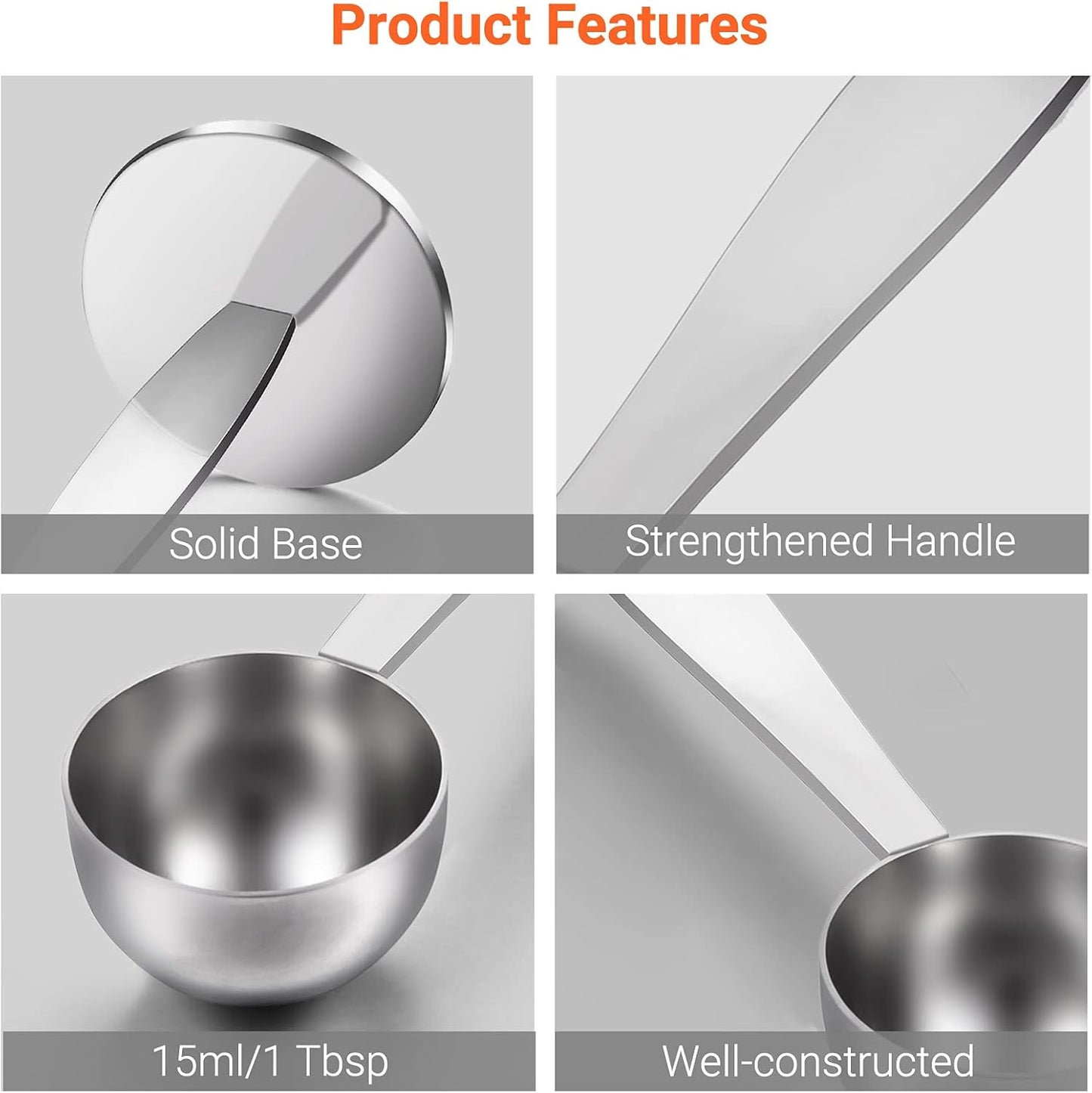Two-in-One Stainless Steel Coffee Scoop Tamping Spoon | Dual-Purpose, Powder Hammer Tamper, Multi Function, For Measuring and Tamping