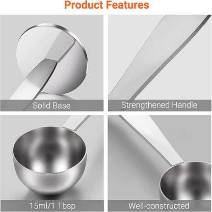 Two-in-One Stainless Steel Coffee Scoop Tamping Spoon | Dual-Purpose, Powder Hammer Tamper, Multi Function, For Measuring and Tamping
