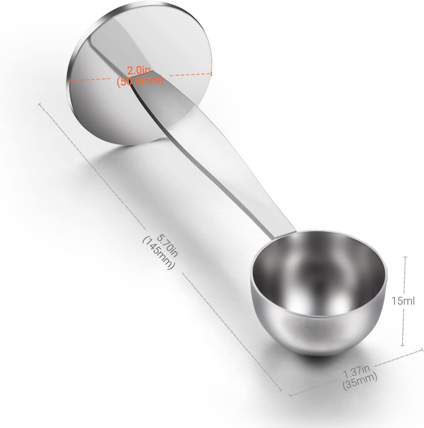 Two-in-One Stainless Steel Coffee Scoop Tamping Spoon | Dual-Purpose, Powder Hammer Tamper, Multi Function, For Measuring and Tamping
