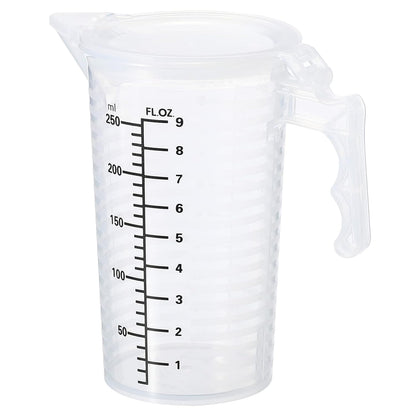 Graduated Beaker, 100ml PP Plastic Liquid Measuring Cup Double Sided Black Graduations with Handle Lid and Spout for Lab Kitchen Home