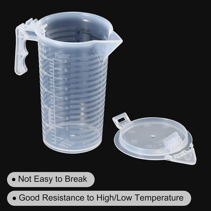 Graduated Beaker, 100ml PP Plastic Liquid Measuring Cup Double Sided Black Graduations with Handle Lid and Spout for Lab Kitchen Home