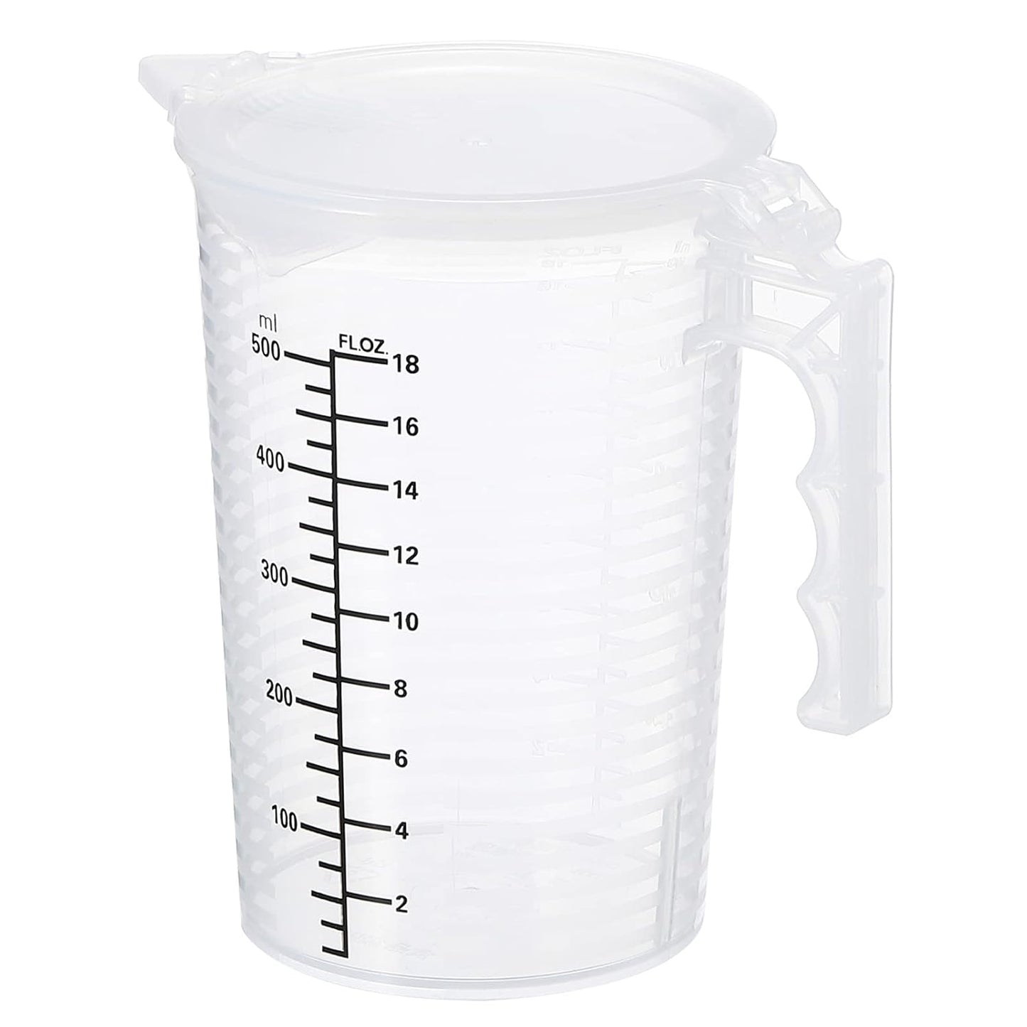 Graduated Beaker, 100ml PP Plastic Liquid Measuring Cup Double Sided Black Graduations with Handle Lid and Spout for Lab Kitchen Home