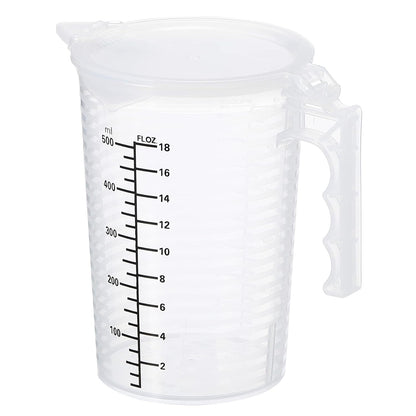 Graduated Beaker, 100ml PP Plastic Liquid Measuring Cup Double Sided Black Graduations with Handle Lid and Spout for Lab Kitchen Home