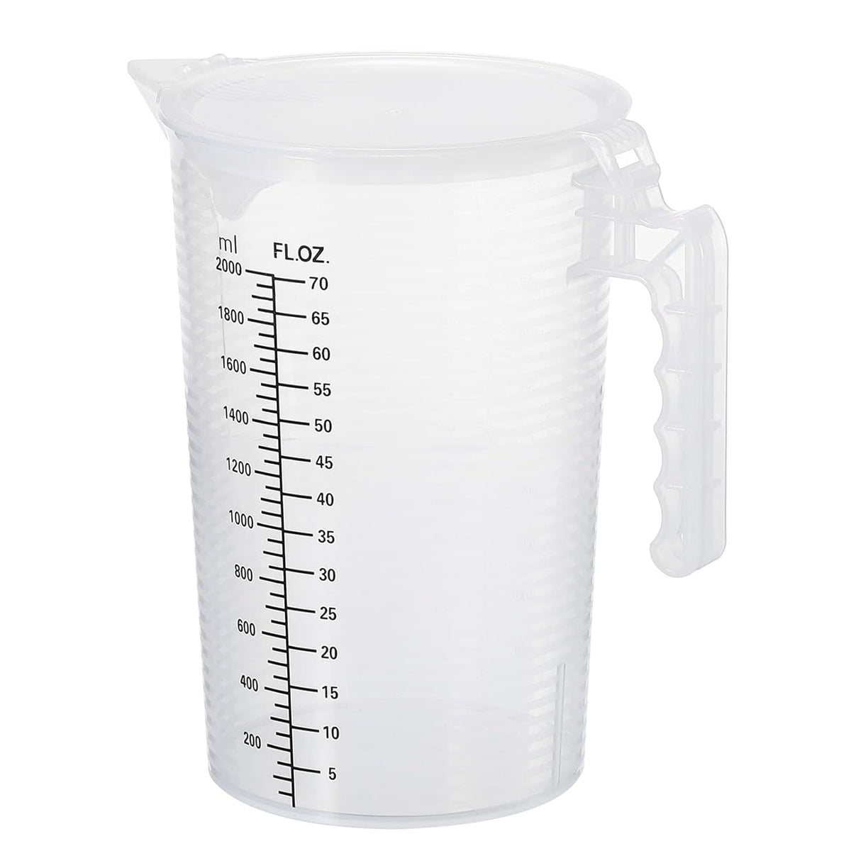 Graduated Beaker, 100ml PP Plastic Liquid Measuring Cup Double Sided Black Graduations with Handle Lid and Spout for Lab Kitchen Home