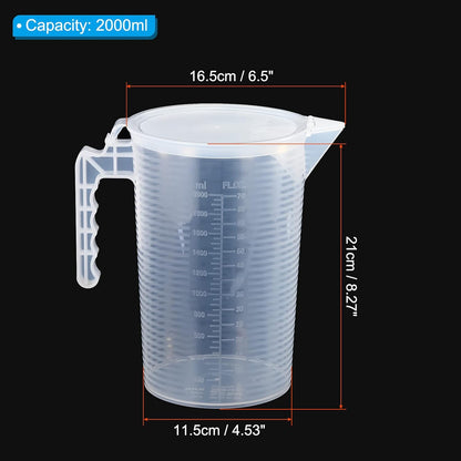 Graduated Beaker, 100ml PP Plastic Liquid Measuring Cup Double Sided Black Graduations with Handle Lid and Spout for Lab Kitchen Home