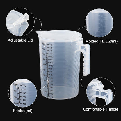 Graduated Beaker, 100ml PP Plastic Liquid Measuring Cup Double Sided Black Graduations with Handle Lid and Spout for Lab Kitchen Home